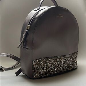 Kate Spade Greta Court Sammi Backpack | Light Grey with Glitter Bottom